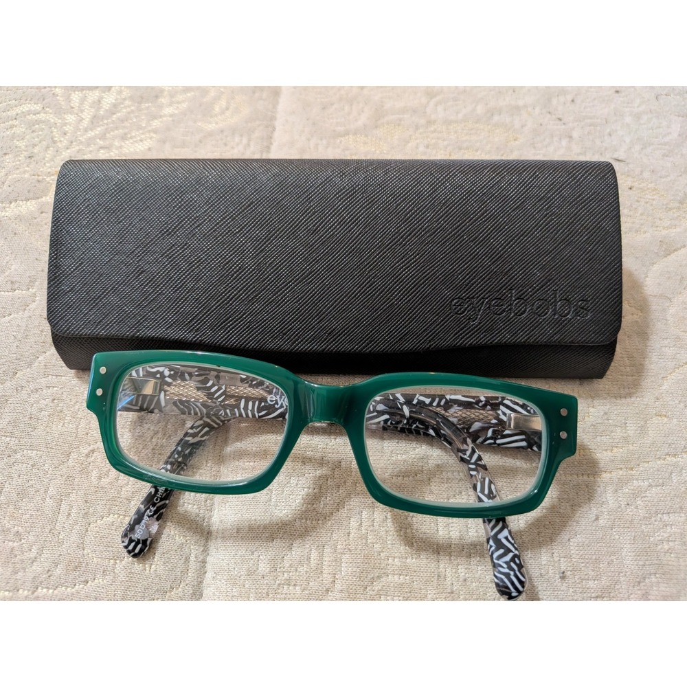 Eyebobs Eyeglasses Eye Glasses Readers 2275 Peckerhead Green And Zebra
